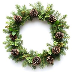 Fototapeta premium Decorative pinecone wreath for seasonal decor.