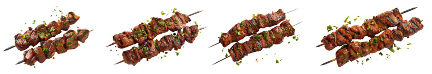 
Set of kebab grilled meat isolated on transparent background or white background, Cut out or die-cut PNG