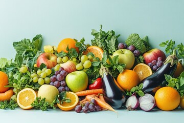 A Colorful Still Life of Fresh Fruits and Vegetables