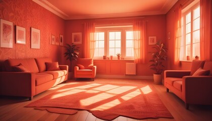 Fototapeta premium Photo interior modern design room 3d illustration;