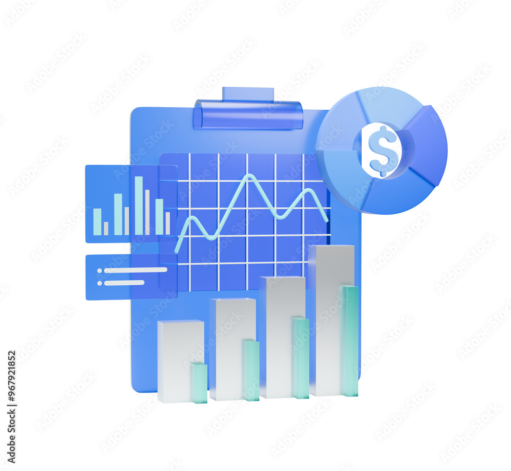Poster 3d data analytics with finance graph growth