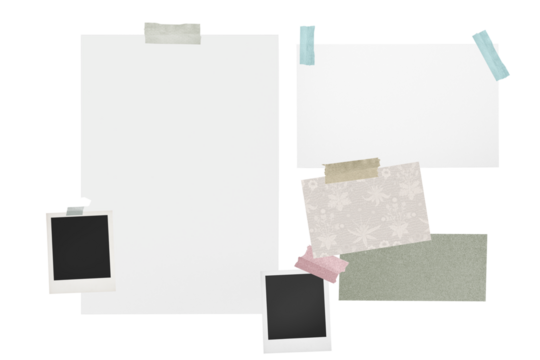 Png aesthetic mood board sticker, instant photo, transparent background