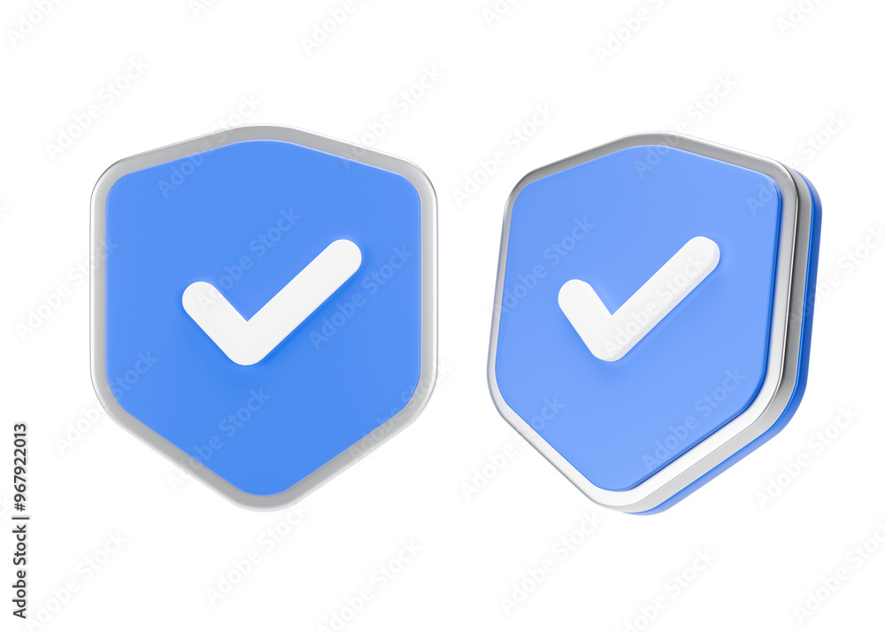 Poster 3d cyber security with check mark icon