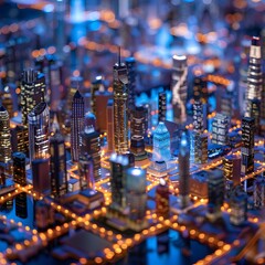 Fototapeta premium Futuristic Digital Twins of Smart City Infrastructure for Advanced Urban Management and Planning