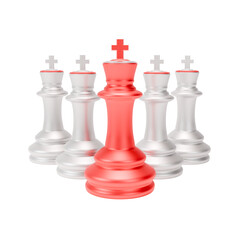 3d icons of king chess with leadership concept 