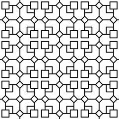 Obraz premium Seamless geometric pattern consisting of connected black lines forming a square on a white background. Suitable for various creative projects or decorative elements.