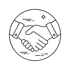 Circular handshake icon symbolizing unity and cooperation in minimalist style