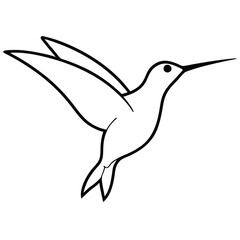 Black Hummingbird Silhouette Line Art