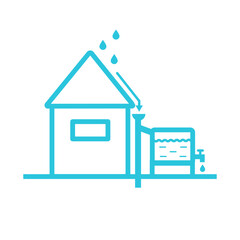 Rainwater harvesting icon. Sustainability. Isolated on white background. From blue icon set.