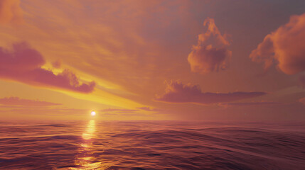 Obraz premium Breathtaking Sunset Over a Vast Ocean with Vibrant Orange, Pink, and Purple Hues in the Sky