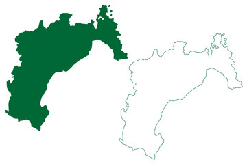 Dausa district (Rajasthan State, Republic of India) map vector illustration, scribble sketch Dausa map