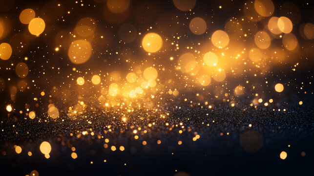 a glamour abstract dark almost black golden background with small glitter and bokeh for banquet , awards ceremony,festival,annual meeting or party.