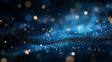 a glamour abstract dark almost black blue background with small glitter and bokeh for banquet , awards ceremony,festival,annual meeting or party.