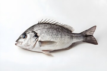 Fototapeta premium A fresh fish displayed on a white background.