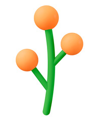 Flower pollen png branch, 3D botanical illustration on transparent background