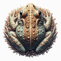 Fototapeta premium whole view of a frog on white background , view from above.