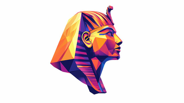 Colorful retro theme sphinx head 3d art logo in plain white background. Sphinx. Illustration