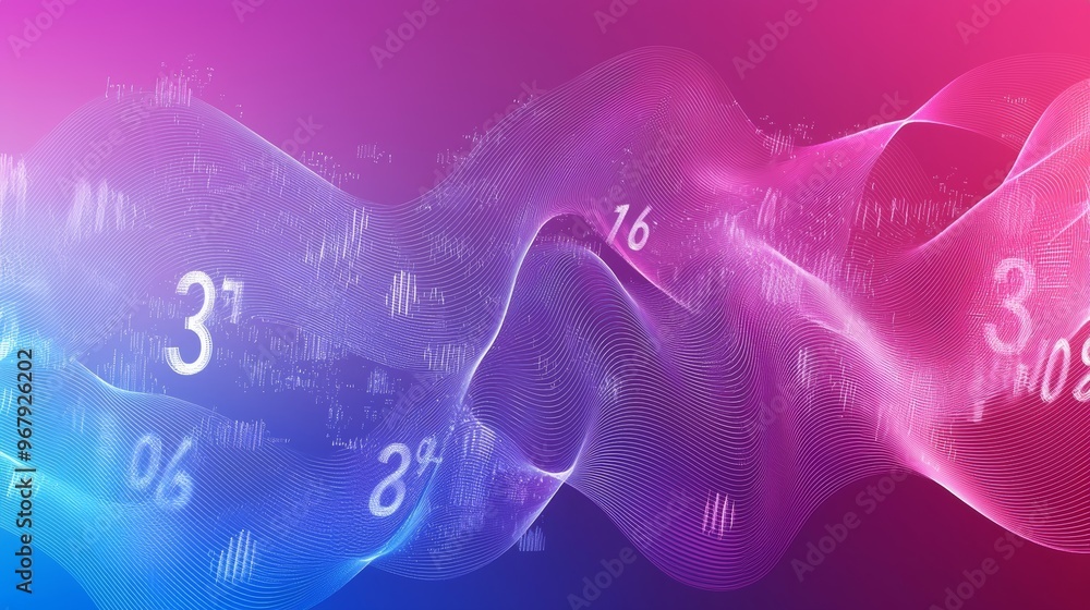 Poster sleek gradient background with smooth waves and transparent data points for modern design