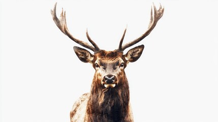 Image of Deer Head Close Up White Background printed on Printed Glass Splashbacks