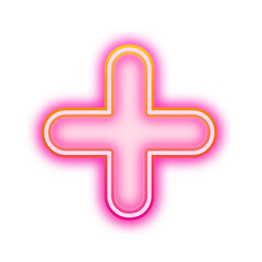Obraz premium PNG plus sign pink neon design, transparent background