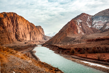 River in the mountains. Mountains landscape
