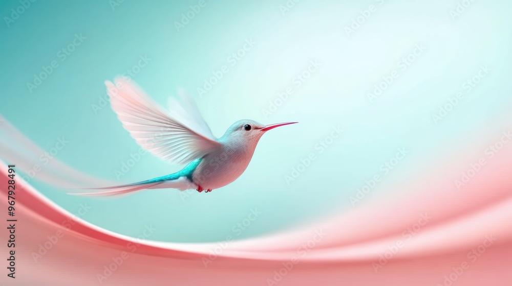 Aufkleber a bird flying through the air, but its wings are leaving trails of color and light, creating a dynam