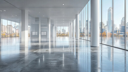 Fototapeta premium Empty office space with city view.