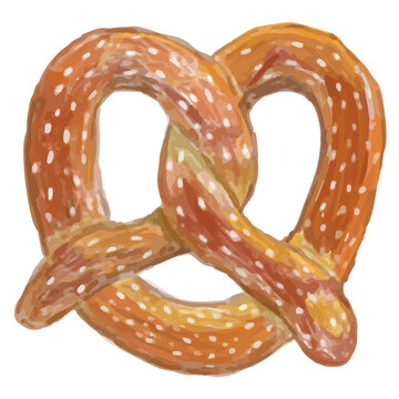 recommend clip art: Golden pretzel food png sticker watercolor drawing