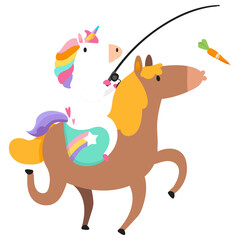 Cute unicorn png illustration sticker, riding horse, transparent background