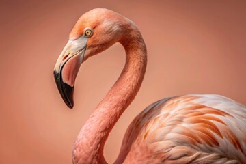 Elegant portrait of a pink flamingo
