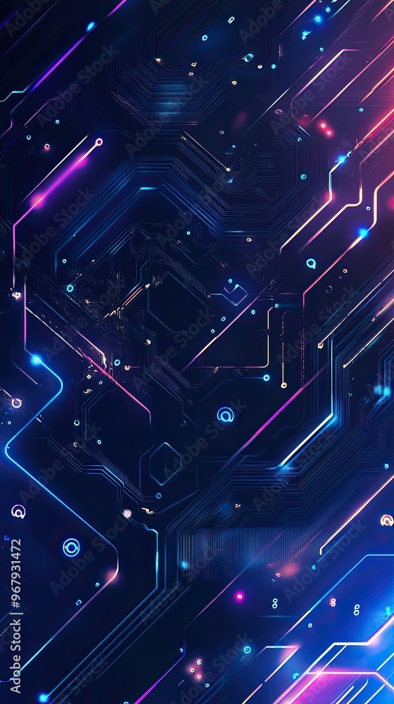 Poster futuristic digital background with glowing lines and particles, perfect for technology and sci-fi th