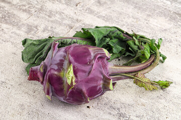 Ripe fresh violet kohlrabi cabbage