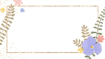 Png gold square frame with flower