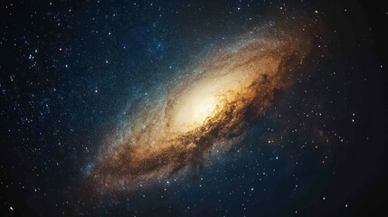 Fototapeta premium A stunning view of a galaxy, showcasing its spiral arms and bright core against a starry background.