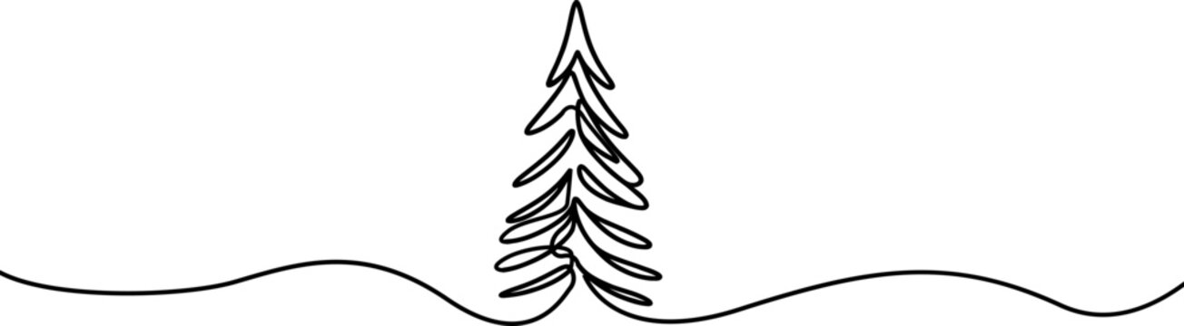 recommend clip art: Christmas tree one line drawing.Merry Christmas decoration continuous line.Continuous line drawing of christmas tree with a star.	