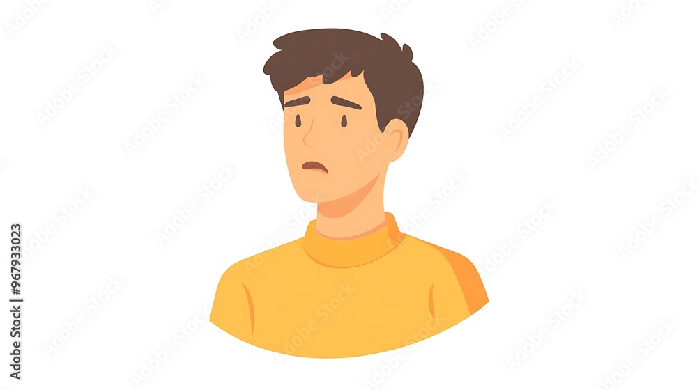 Poster man with sore throat flat design icon - vector graphic on white background | minimalistic 2d illustr