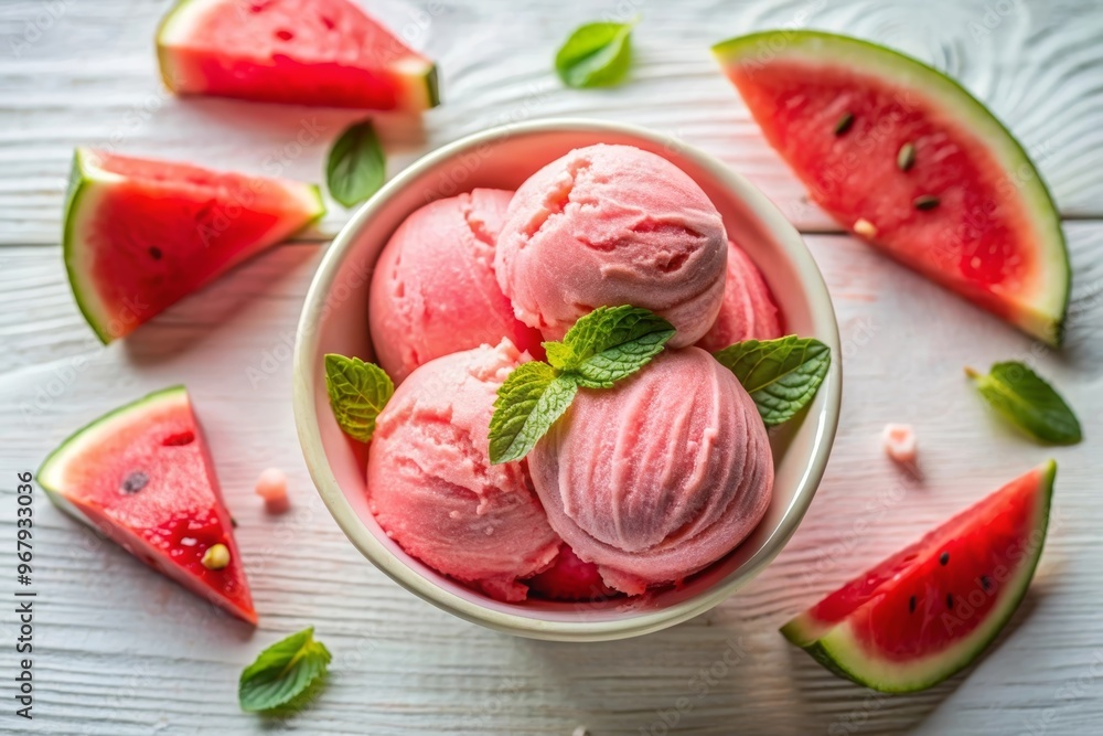 Wall mural watermelon ice cream top view