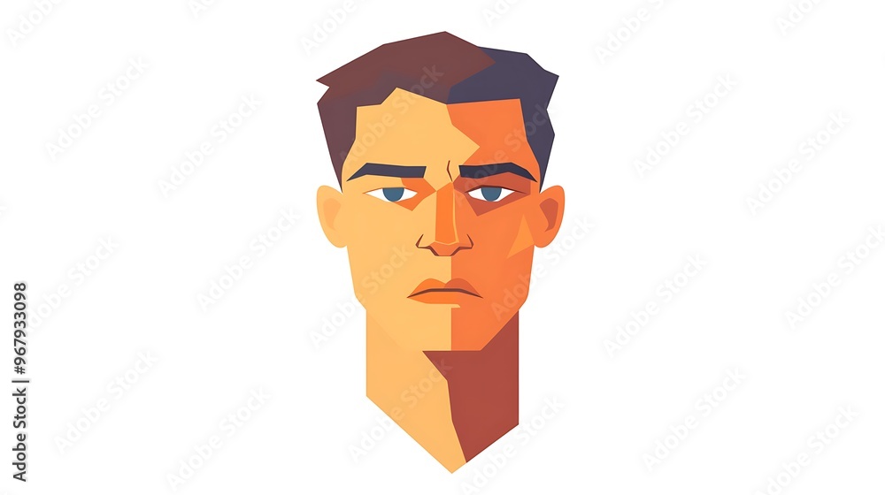 Aufkleber flat design vector icon of man with bruised eye | simple 2d illustration for website on white backgr