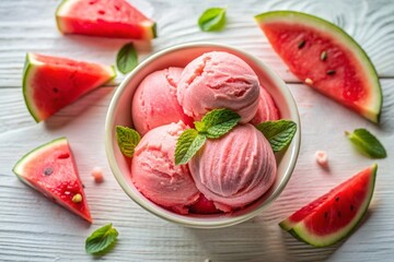 Watermelon ice cream top view