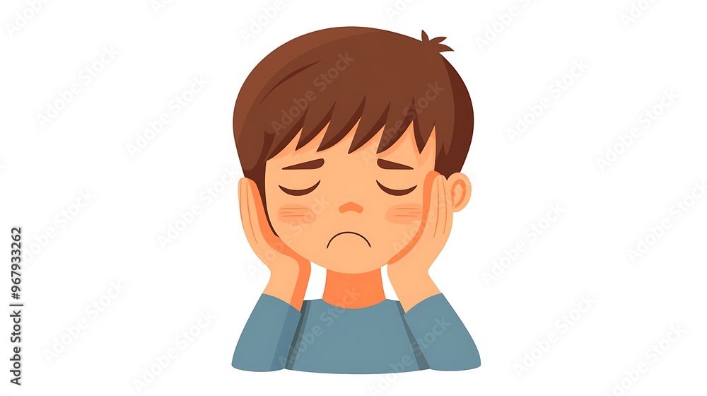 Poster child earache flat website icon - vector graphic in simple 2d style on white background