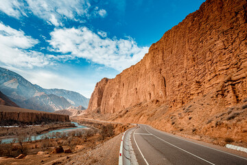 Road in the mountains. Mountains landscape