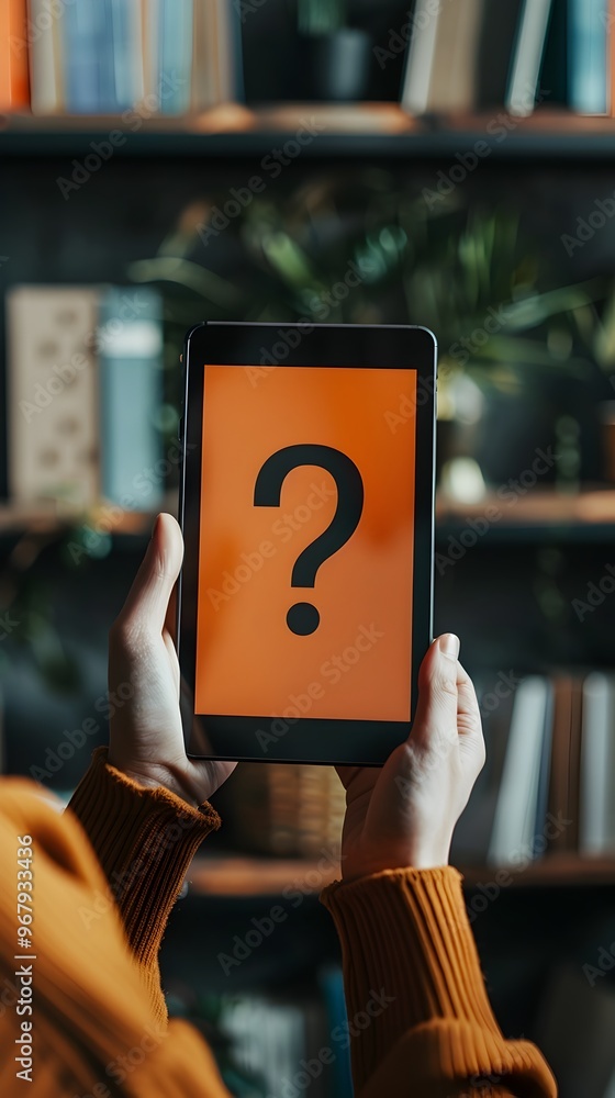Aufkleber engaging online quiz on tablet for interactive distance learning concept with copy space