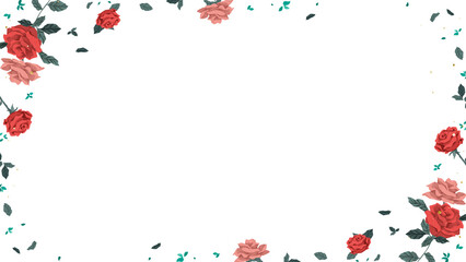 Valentine’s red roses frame png with transparent background