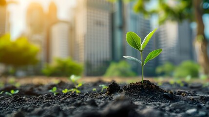 Urban Tree Planting Initiative Enhancing Green Spaces and Air in the City Sustainable Development Concept