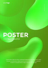 Abstract gradient flowing geometric pattern background texture for poster cover design. Minimal color gradient banner template, Green poster