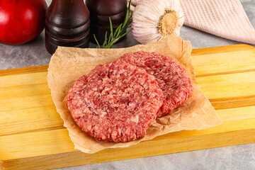 Raw round beef cutlet minced meat