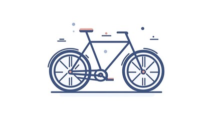 Fototapeta premium Minimalist Cycling Icon Linear Vector Illustration with Bicycle and Wheels on White Background