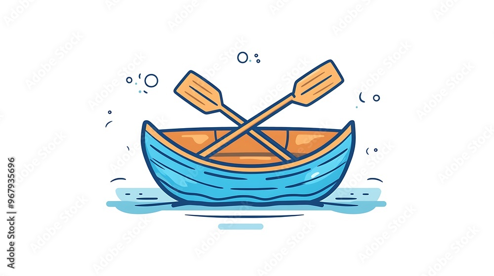 Poster minimalist rowing icon with rowboat and oars - linear vector illustration