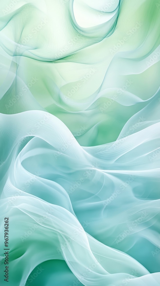 Wall mural abstract flowing green and white fabric texture