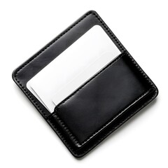 Black leather wallet with card slots.